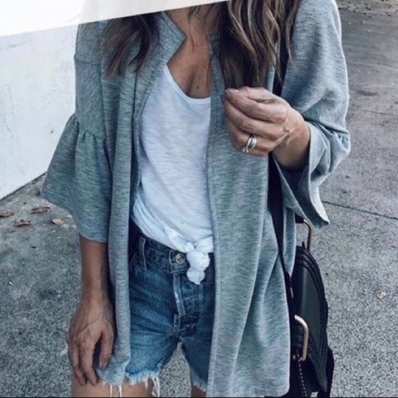 Anthropologie Evelyn K Ruffle Bell Sleeve Cardigan - Picture 5 of 5